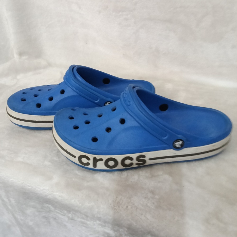Crocs Bayaband Clogs Blue Mens 10 Womens 12 Comfort Slip On Shoes 205089